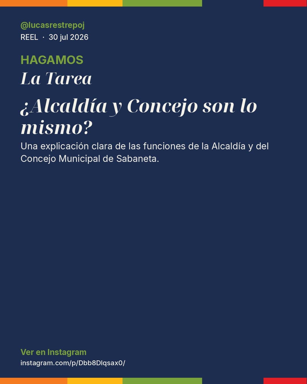 Tarjeta editorial de @lucasrestrepoj: ¿la Alcaldía y el Concejo son lo mismo?